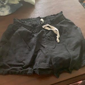 Black linen shorts